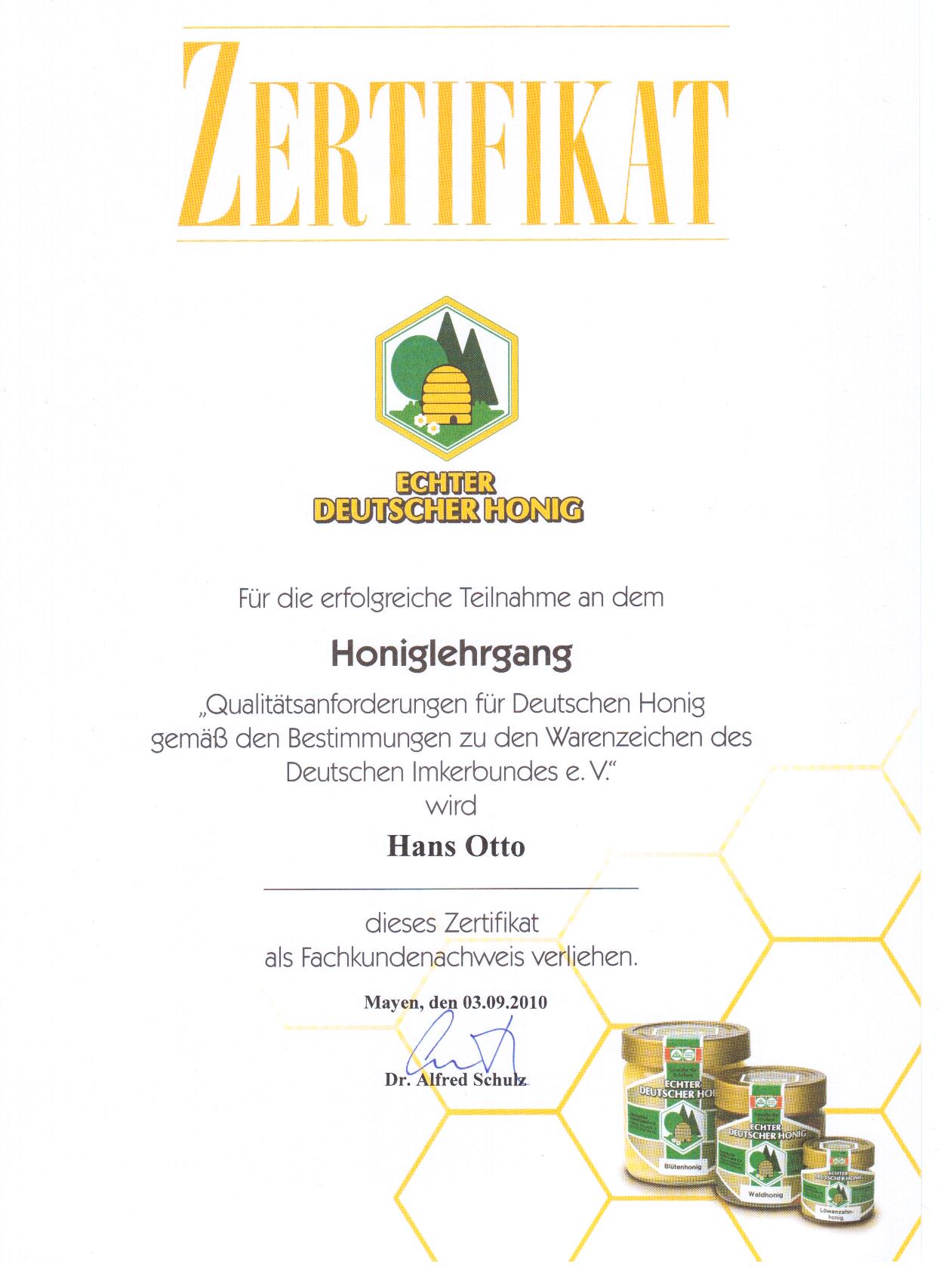 Zertfikat des D.I.B.